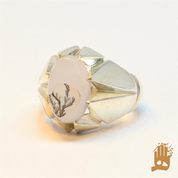 انگشتر فیلی هشت ترک نگین عقیق شجر مردانه کد 206